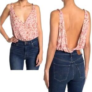Free People Siren Song Bodysuit in Ivory Pink Floral Combo NWT